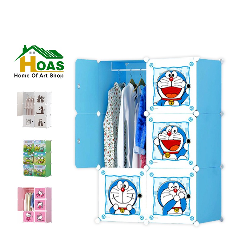 Jual Hoas Lemari Pakaian Rakit Plastik Anak 6 Pintu Lemari Portable Rak ...