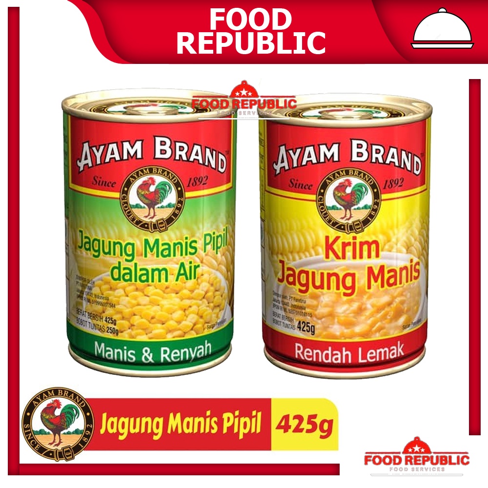 

AYAM BRAND JAGUNG MANIS PIPIL 425 GR GARAM / KRIM SWEET CORN CREAM