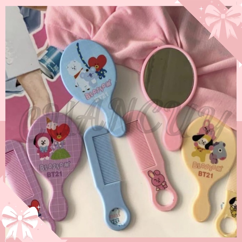 Cuancuy - Cermin Sisir Set Karakter / Sisir Kaca Mini Style Kaca Dan Sisir Set Cermin Makeup Sisir B