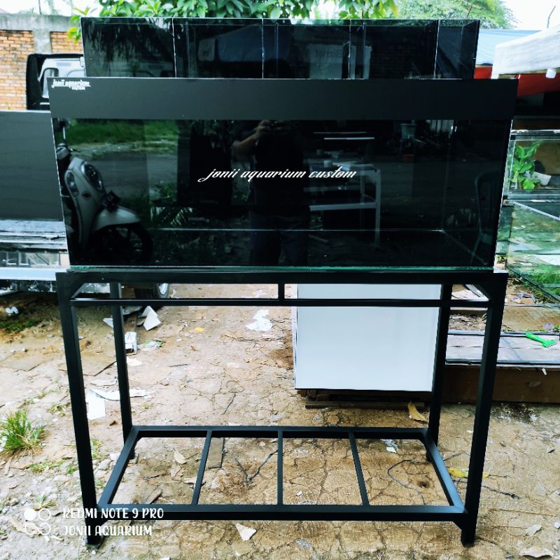 aquarium 120x50x50 8mm set filter kaca dan tutup stiker oracal black