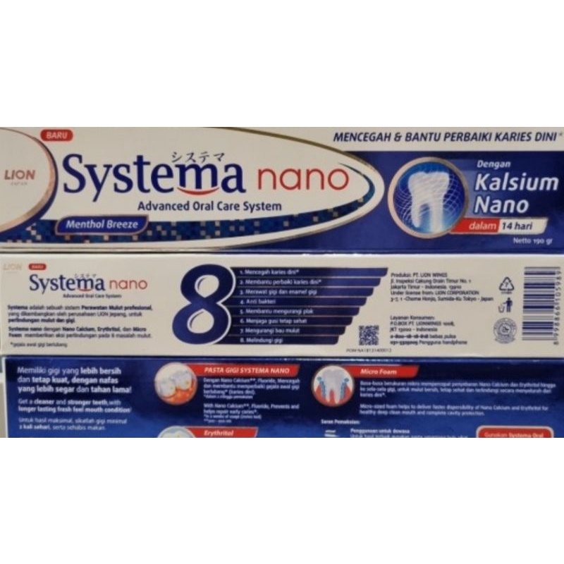 Sytema Odol Pasta Gigi 190gr Nano Kalsium Systema