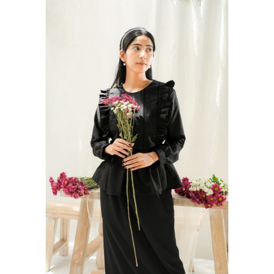 Bints Daisy Blouse Baju Kemeja Atasan Wanita Korean Style - Hitam