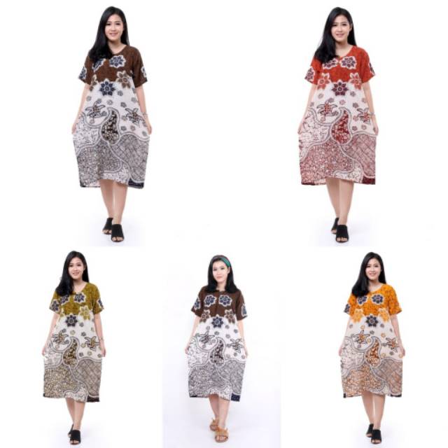 Daster Batik Lengan Pendek - Motif Acak / Campur - Lehar Kancing