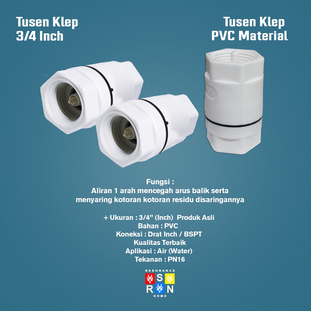 Tusen Klep PVC Ukuran 3/4 Inch / Klep Resonance Home