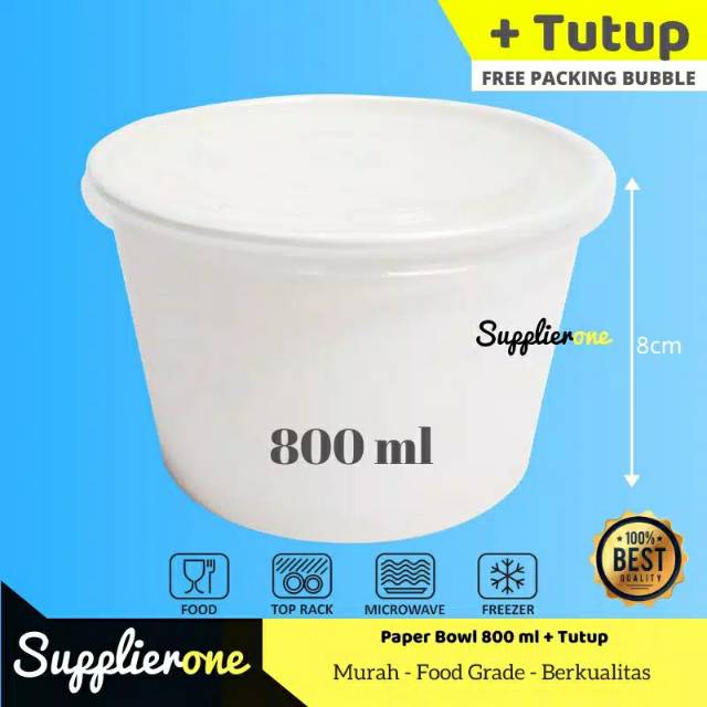 Jual Paper Bowl Tutup Mangkok Kertas Rice Bowl Kemasan Makanan Wadah