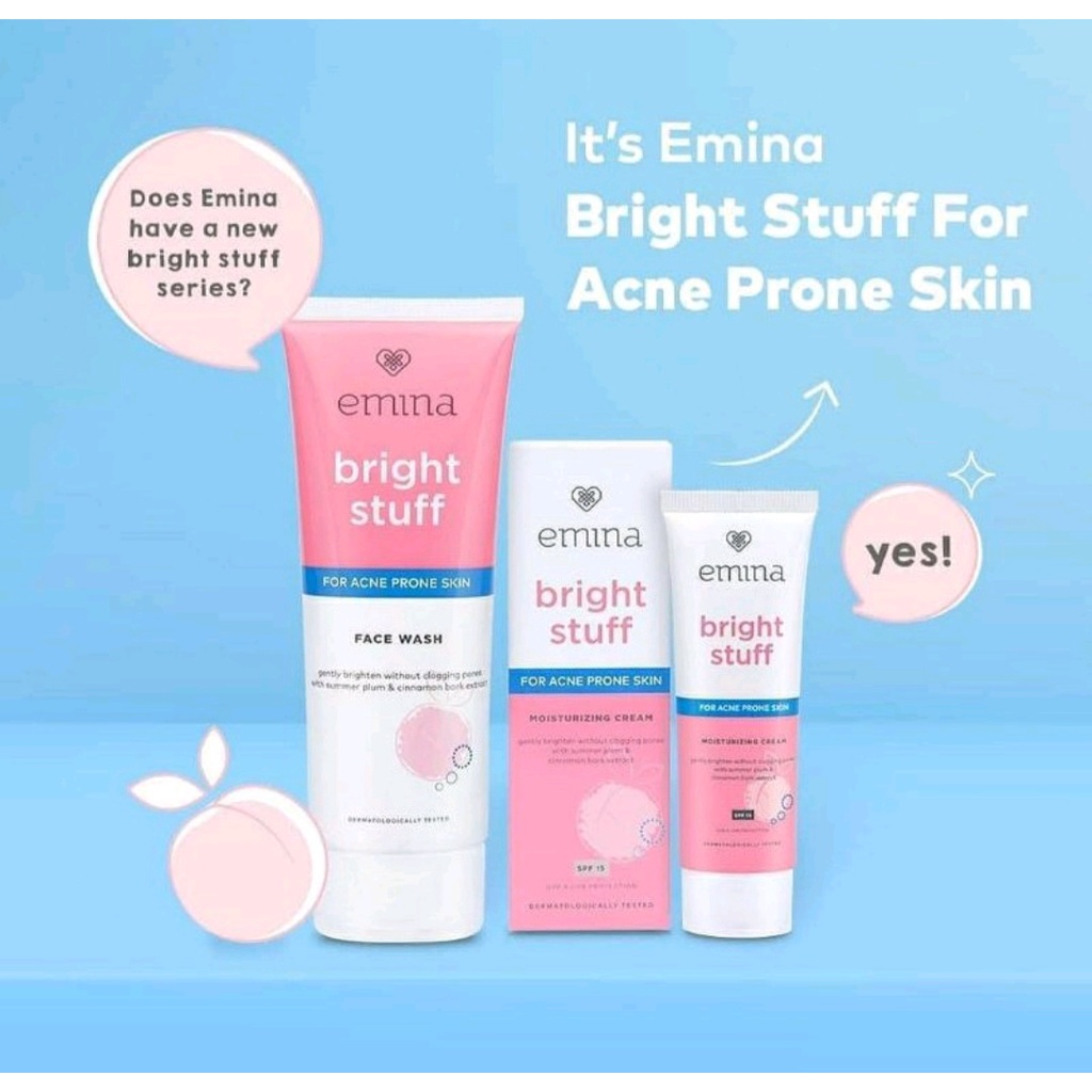 Emina Bright Stuff for Acne Prone Skin Moisturizing Cream | Face Wash