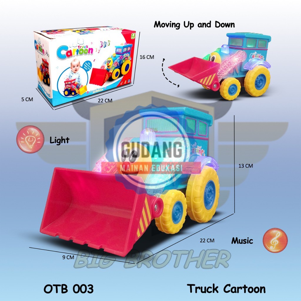Buldozer Truk Tanah Mainan Mobil Mobilan Anak Ada Musik Lampu OTB003
