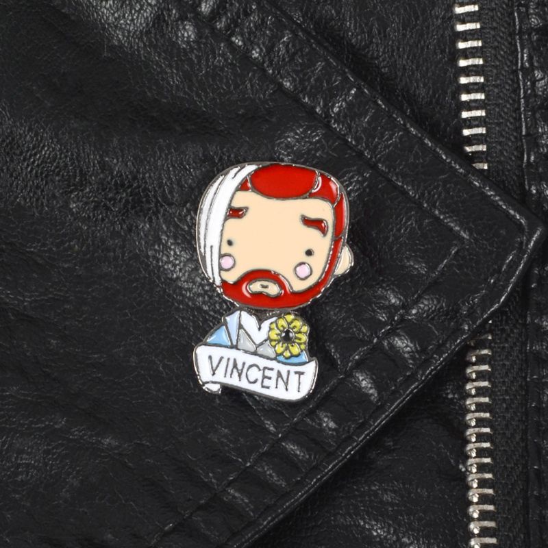 Siy Bros Pin Desain Figure Rock Vincent Human Us Terkenal Untuk Dekorasi Tas Ransel / Jaket / Pakaian