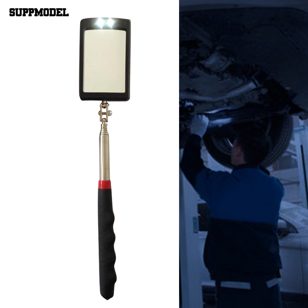 Car Auto Bottom Repair Angle Adjustable Telescopic Inspection Mirror LED Light