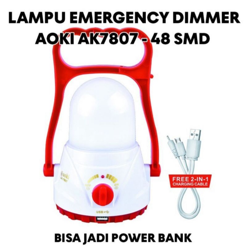 Lampu Emergency Aoki 7807 / LUBY L-7737 Dimmer/lampu darurat charge 3600MAH litium