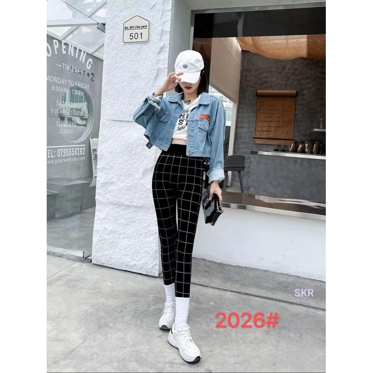 CELANA LEGGING WANITA MOTIF KOTAK IMPORT