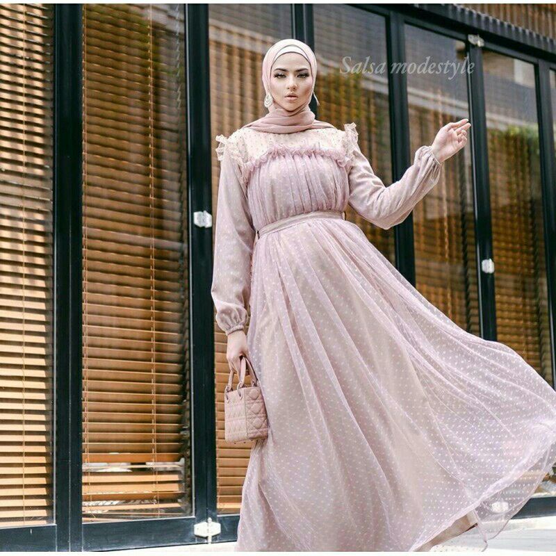 Daisy Dress Tile Dot Premium Dotty Dress Isyana Dress Gamis Kondangan Gaun Pesta Import Premium