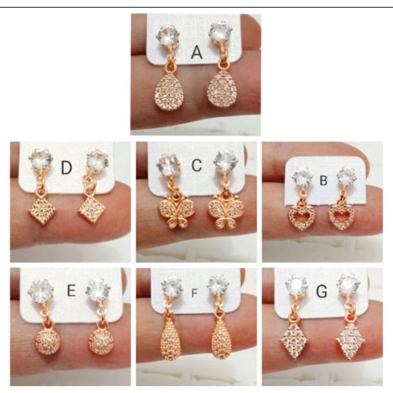 NAC21. Anting tusuk xuping wanita lapis emas dgn mata zircon