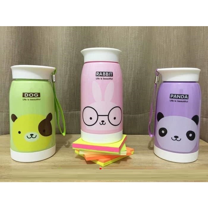 B34-1 Botol minum karakter Animal rabbit, panda , lion dan dog 550ml / Botol Anak Lucu Unik-6