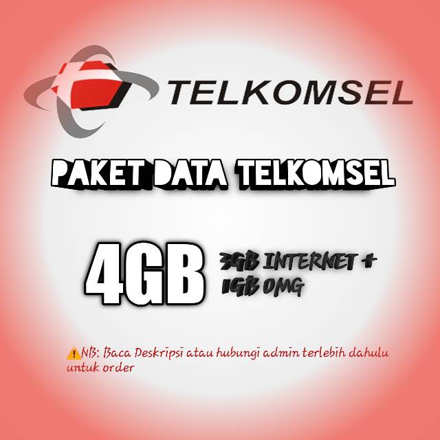 Paket Data Telkomsel 4GB (3GB +1GB OMG) BACA DESKRIPSI