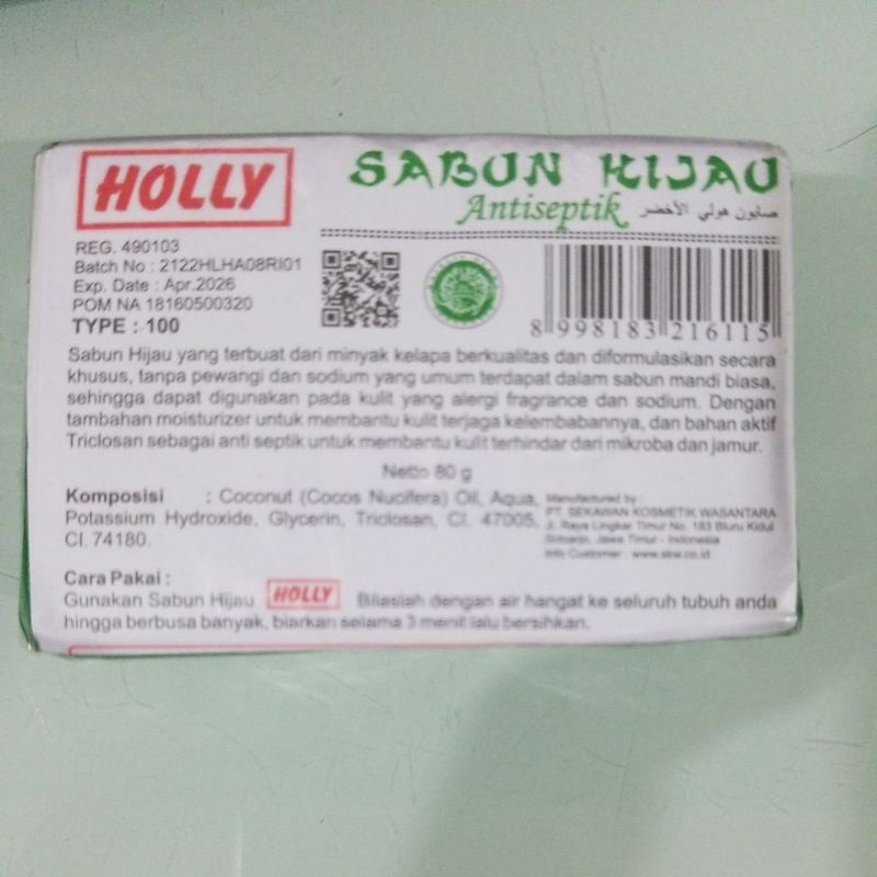 sabun hijau sabun gatal holly antiseptik 80gr