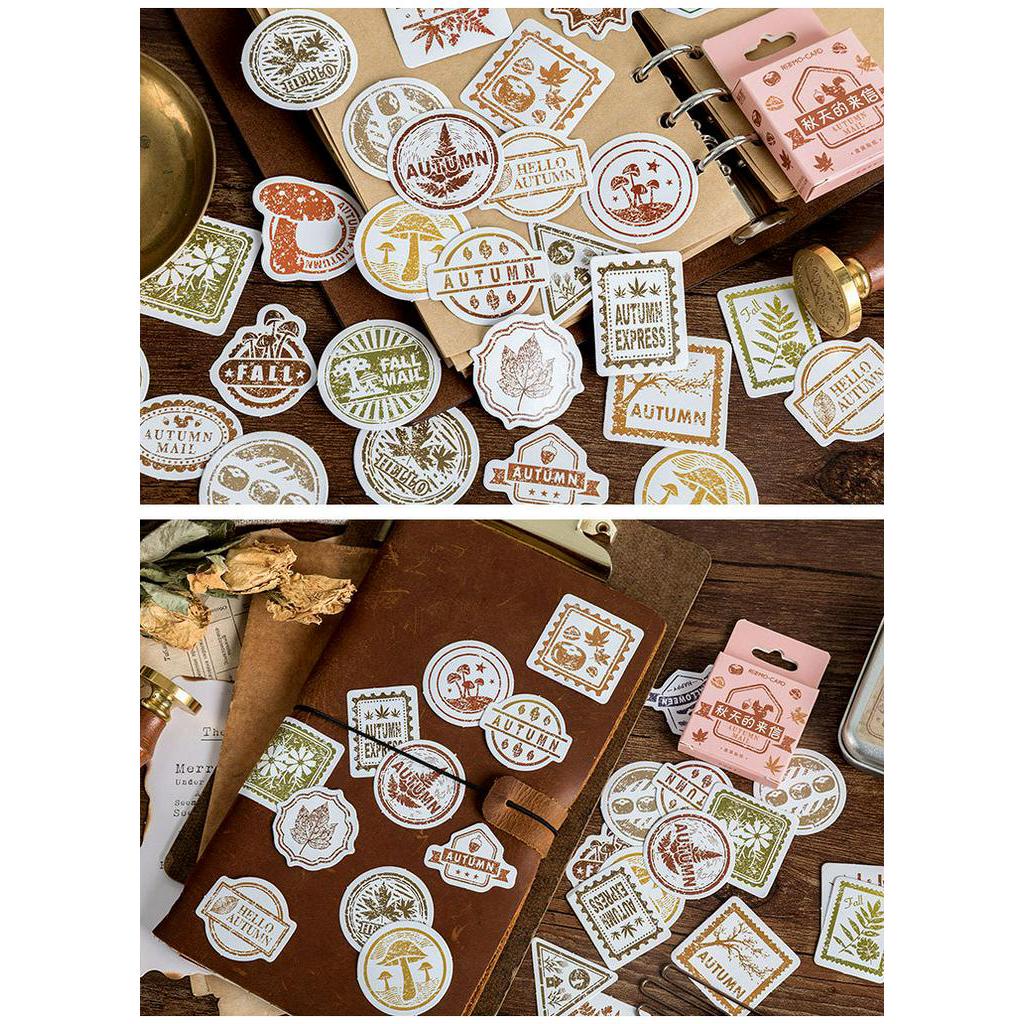 46pcs/set Stiker Motif Daun Kreatif Untuk Diary/Kantor/Kalender