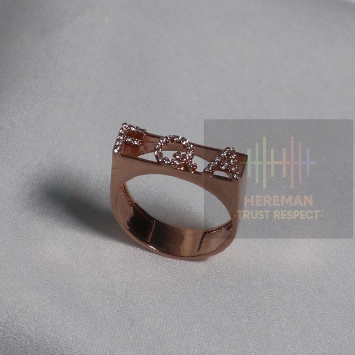 Cincin Rangvald Emas Asli Rose Gold Kadar 17K 750