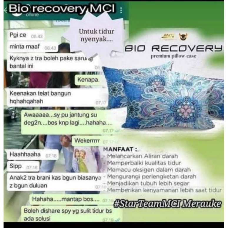 bio recovery premium pillow case mci sarung bantal kesehatan mgi asli original