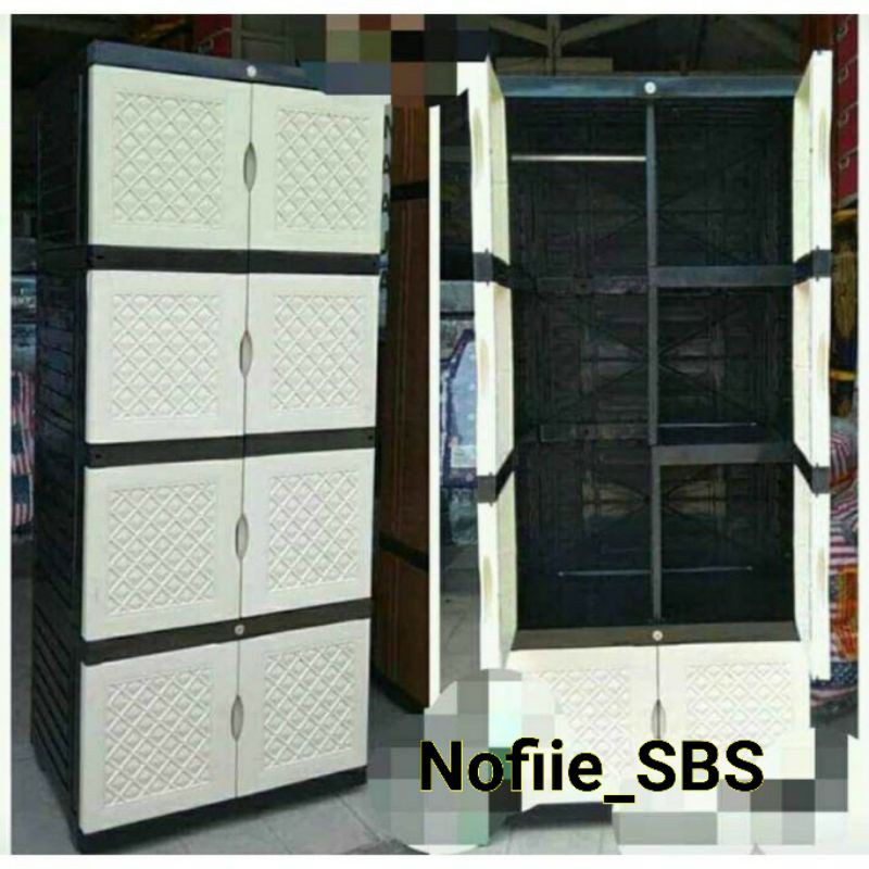 Lemari PLastik AQUOSE JUMBO GANTUNGAN Susun 4 + Full Kunci