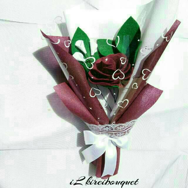 Ready Single Rose flanel besar buket setangkai cantik kado Wisuda / buket lamaran