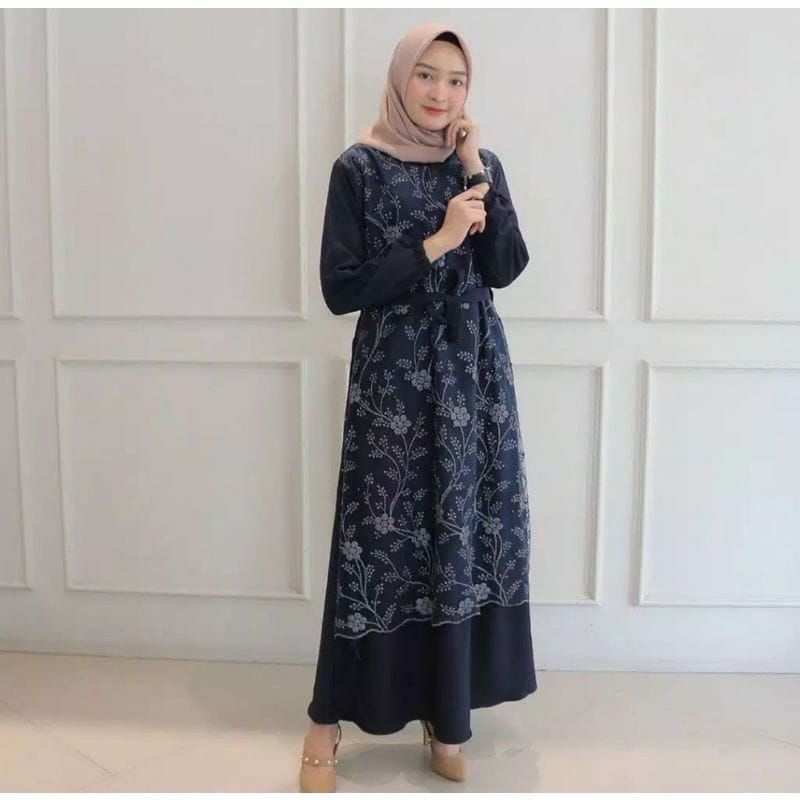 Aldine gamis pesta brukat tile / Gamis kondangan seragam / Gamis wanita /  Fashion muslim - All size