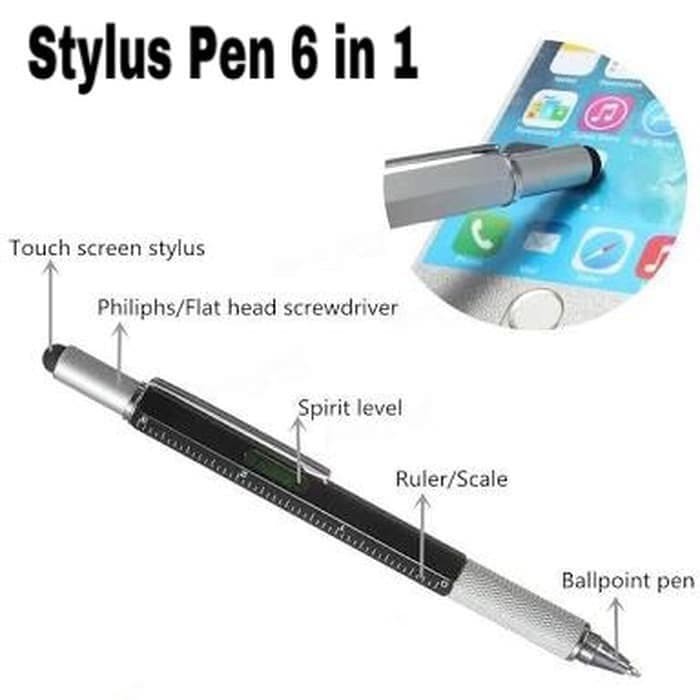 Stylus Pen 6 in 1 Metal Multitool Screwdriver Ruler Spirit Level