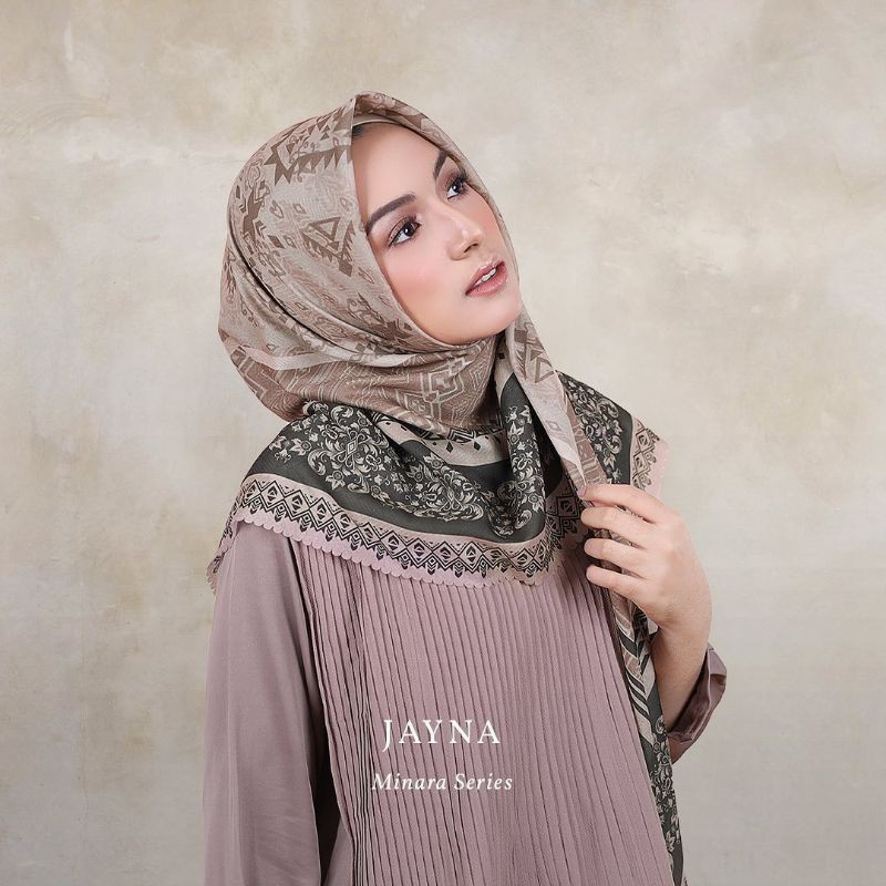 Em3 scarf HIJAB Segiempat LASERCUT voal motif minara mocca