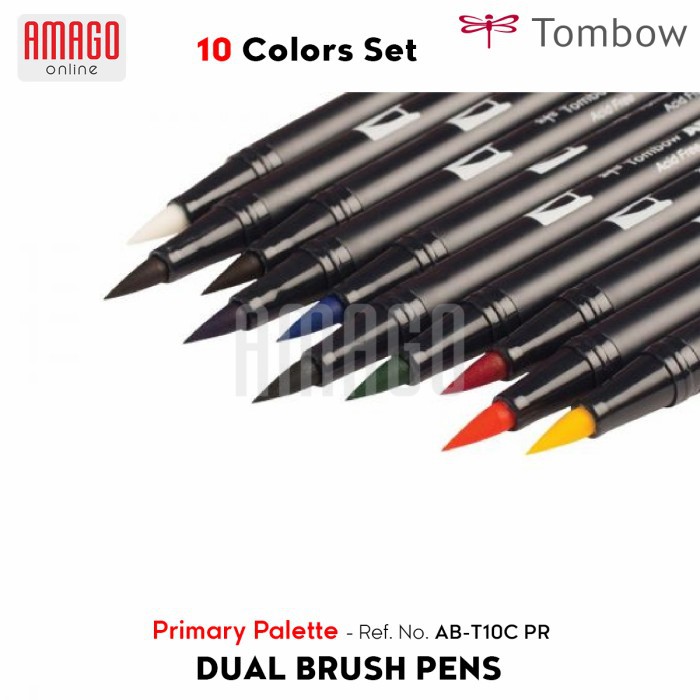 TOMBOW Dual Brush Pens - Primary Palette of 10 colors - AB-T10C PR