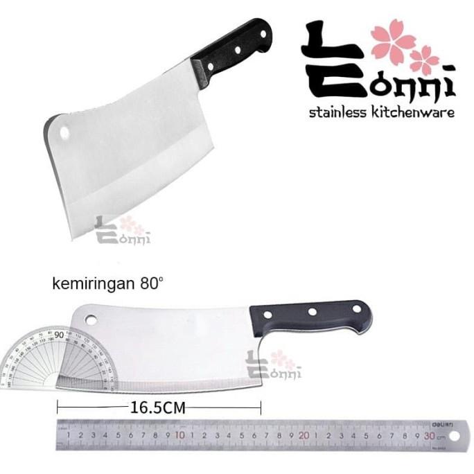 Ready oke] Parang tulang stainless pisau besar tajam daging lengkung murah tajam