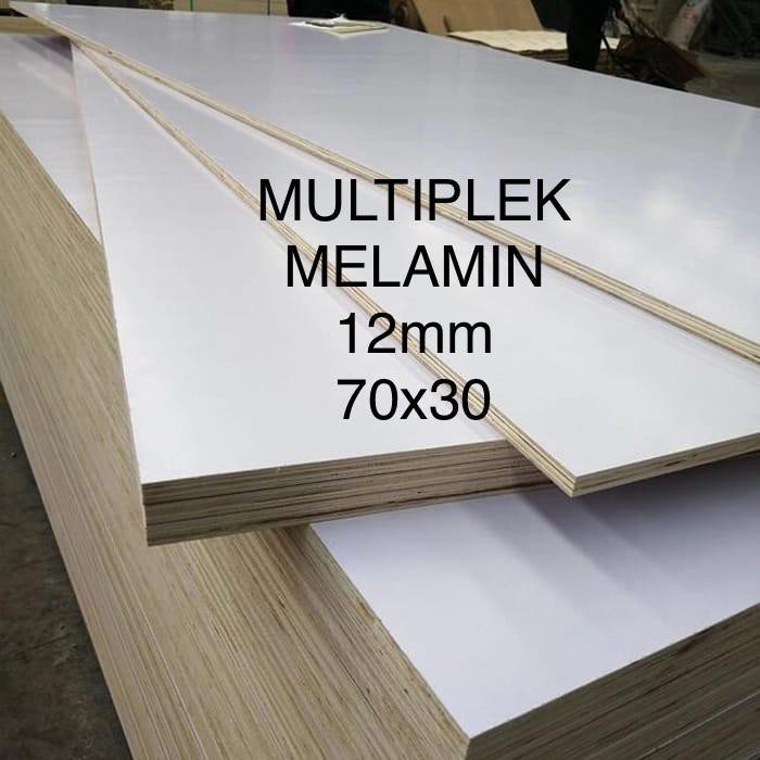 Triplek / Multiplek melamin putih 12mm (70x30)cm, melaminto plywood, white