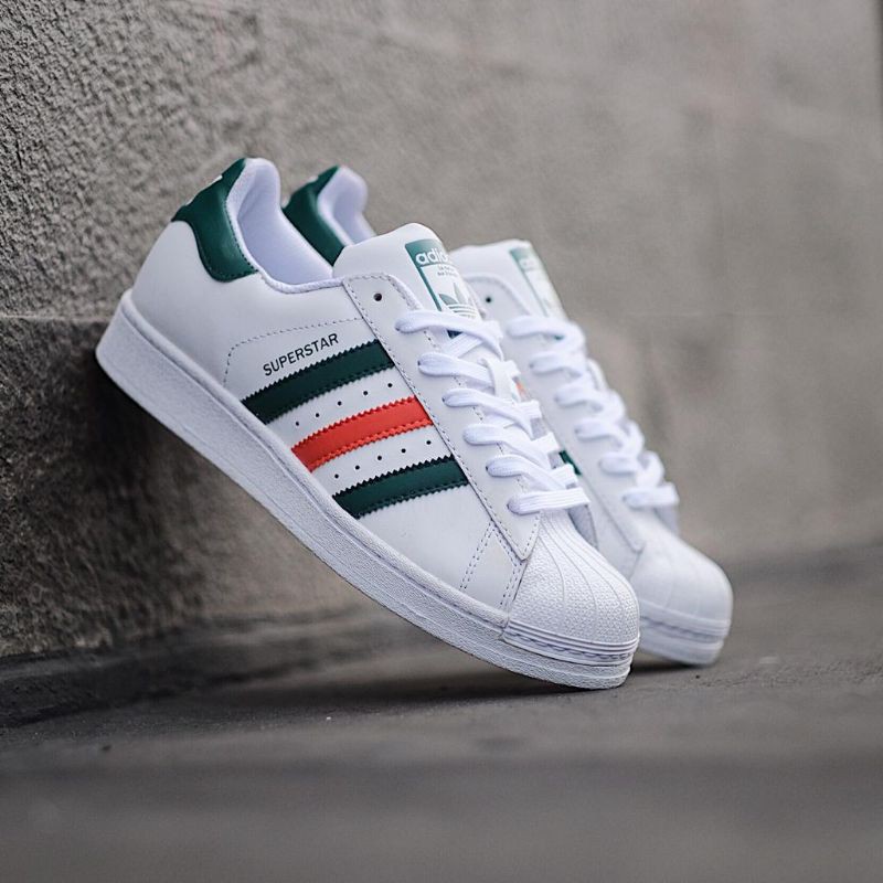 SEPATU ADIDAS SUPERSTAR WHITE GREEN ORANGE