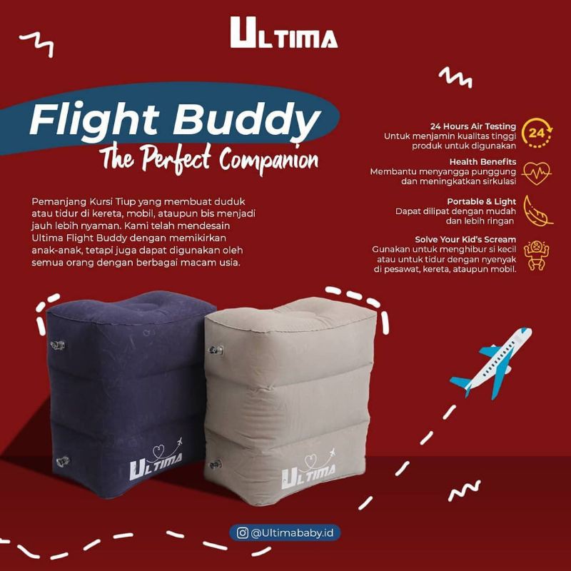 ULTIMA Flight Buddy inflateable foot rest Blue (sudah dapat pompa)