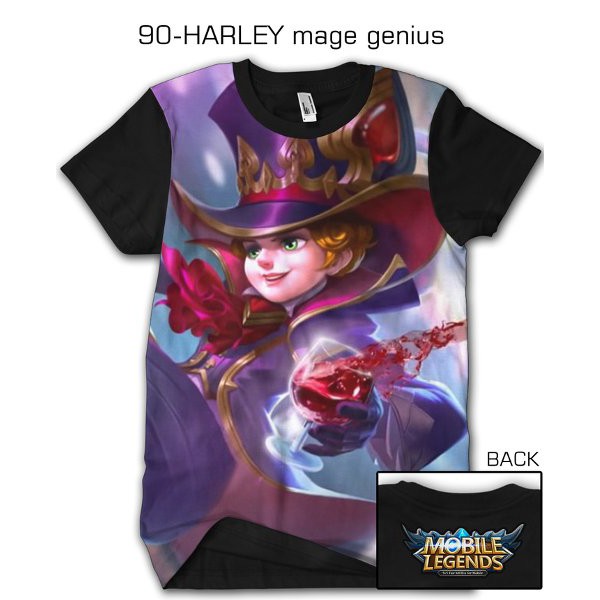 Kaos Mobile Legend kaos 3d game mobile legend legends HARLEY mage genius 90 Baju Keren Cowok Cewek