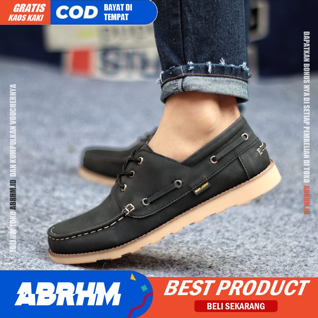 ABRHM NERSON Sepatu Formal Kasual Pria Kerja Kuliah Trendy Kulit Syntet Asli Terlaris