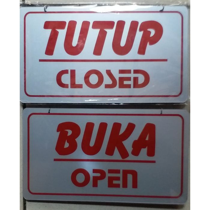 Sign Board label plat BUKA / TUTUP | OPEN / CLOSED papan digantung