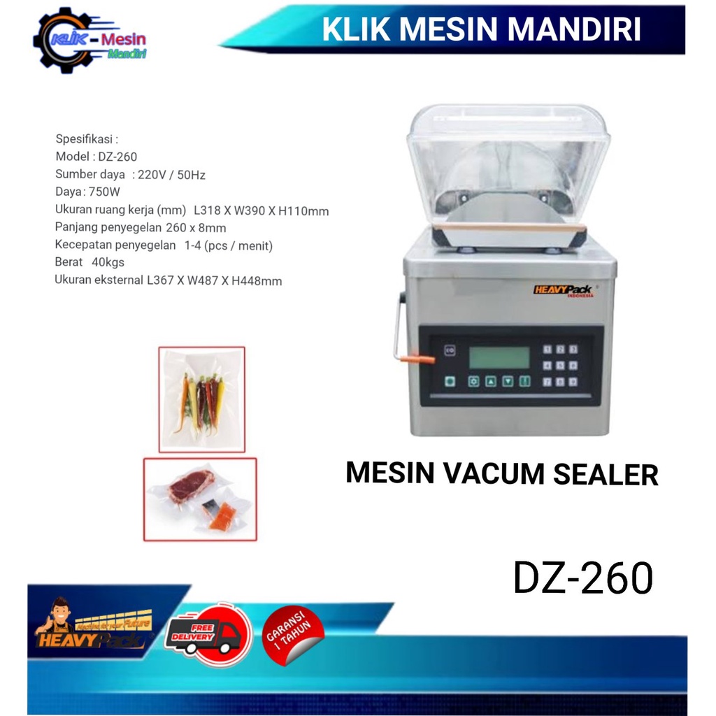 Mesin Vacum Sealer DZ-260 Heavypack Pengemas Makanan