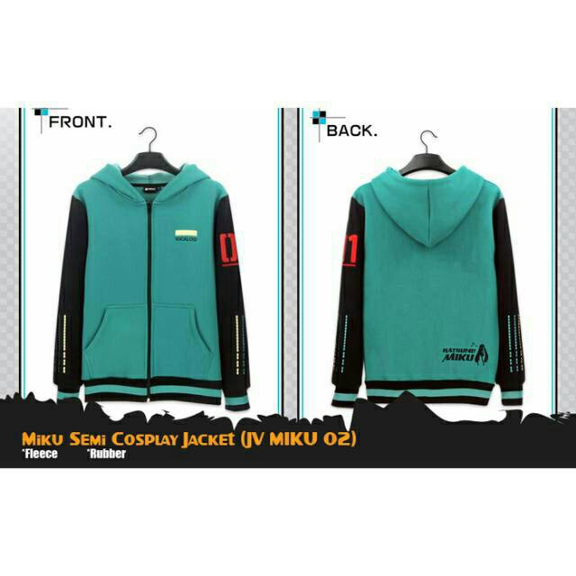 Jaket Anime Hatsune Miku Semi Cosplay Jaket Hoodie (JV MIKU 02)