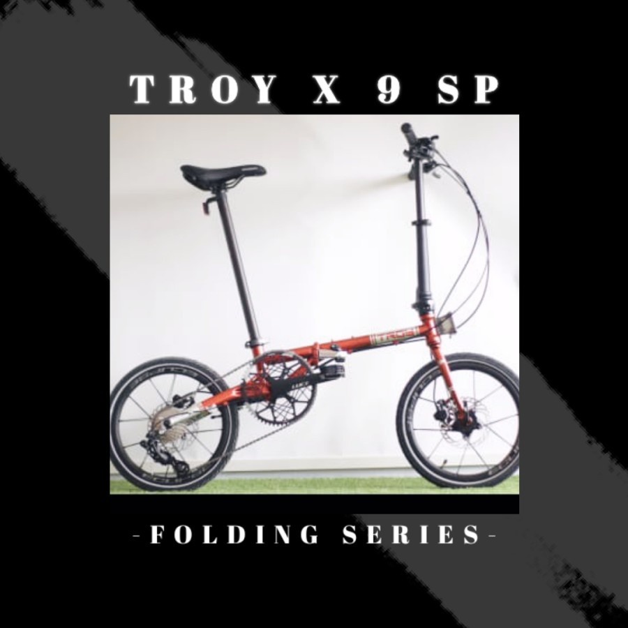 Sepeda Lipat Element Troy X9 Speed Sensah Frame Chromolly Resmi Garansi Original SNI COD-Red