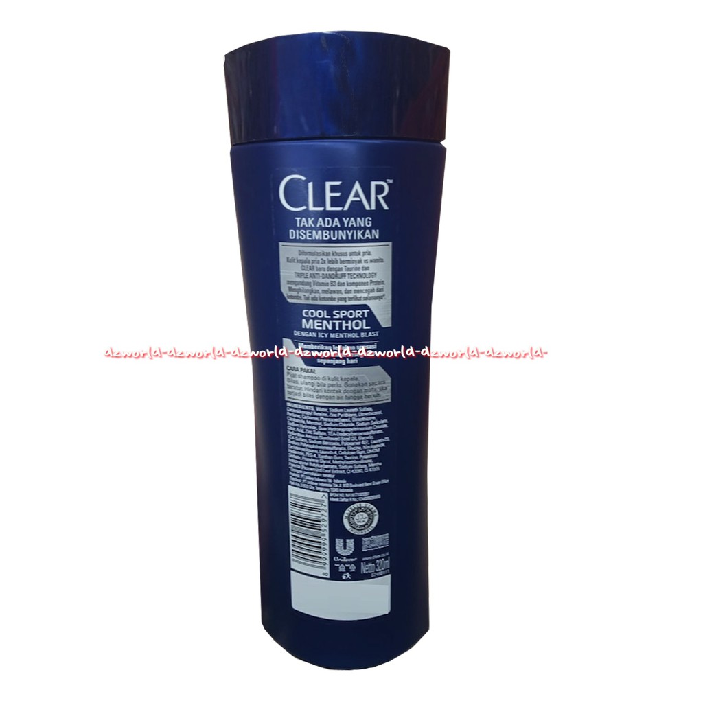 Clear Men Cool Sporty Menthol 340ml Shampoo khusus untuk Pria dengan Nutrium 10