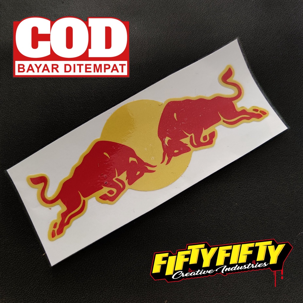 Stiker Print Cut REDBULL Stiker Printing Laminasi Glossy Tahan Air Stiker Motor Mobil Helm Sudah Membentuk Pola Desain