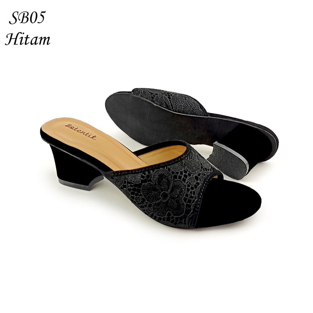 Emye - Sandal Heels Pesta Wanita 5cm Brukat Wisuda Pengantin Original