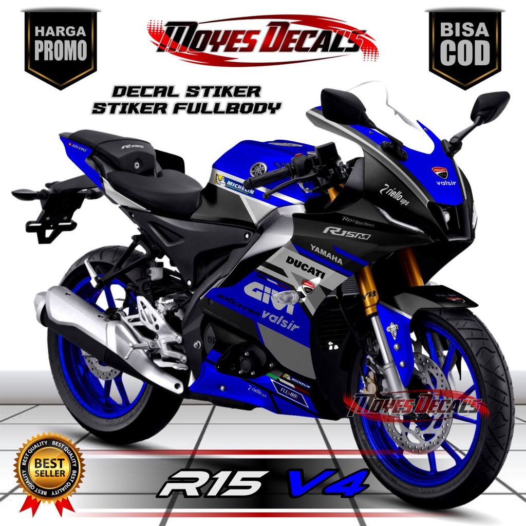 Decal Stiker R15 V4 Motif Givi Racing Warna Biru