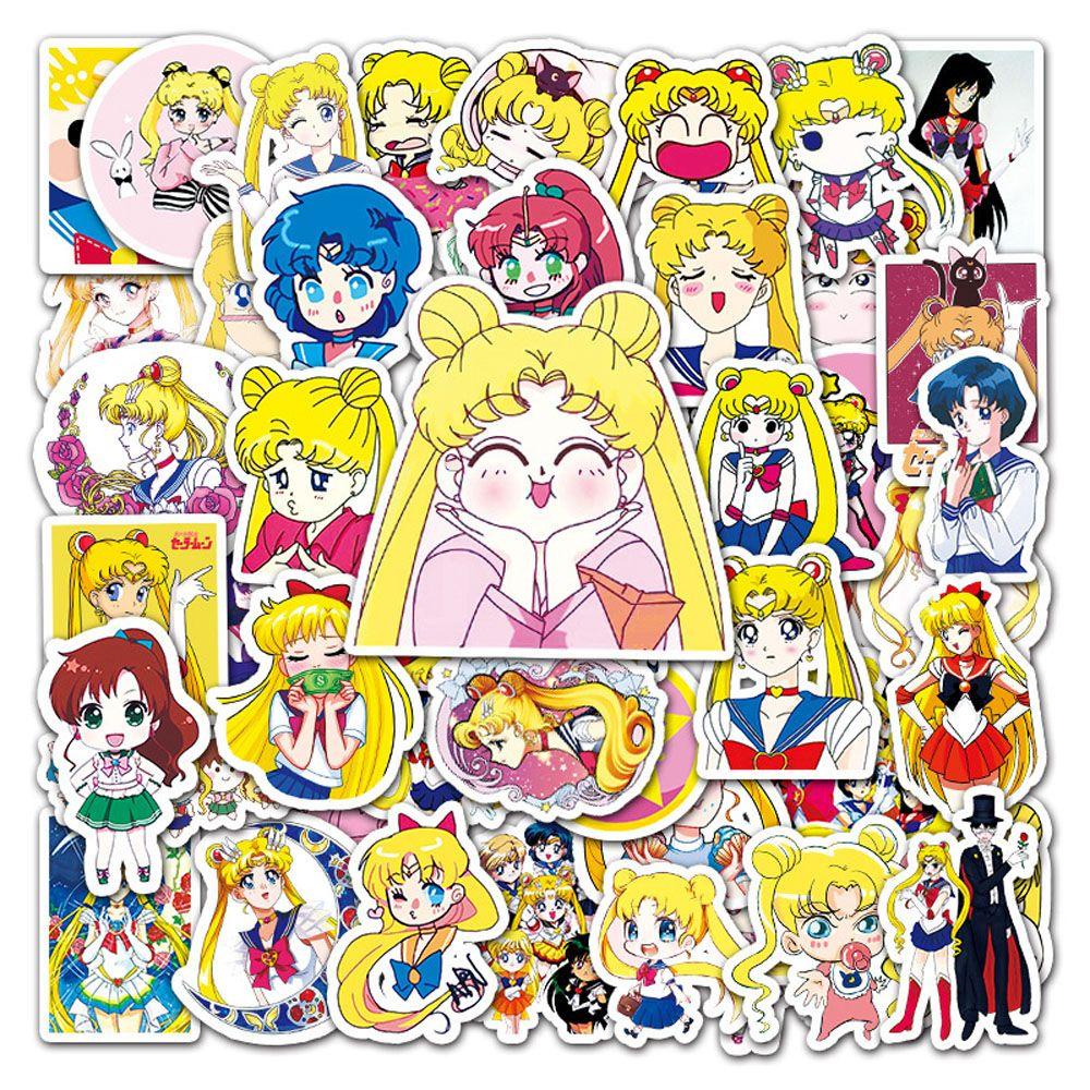 Agustina Sailor Moon Stiker Tahan Air Label Dekorasi Gitar Kartun Gadis Gaya Diary Stiker Perlengkapan Kantor Sekolah Koper Skateboard Graffiti Stiker