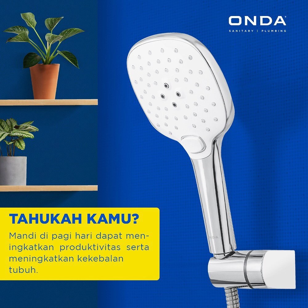 ONDA SO RS Flexible Hose Hand Shower Mandi 3 Mode Pancuran 1/2&quot;