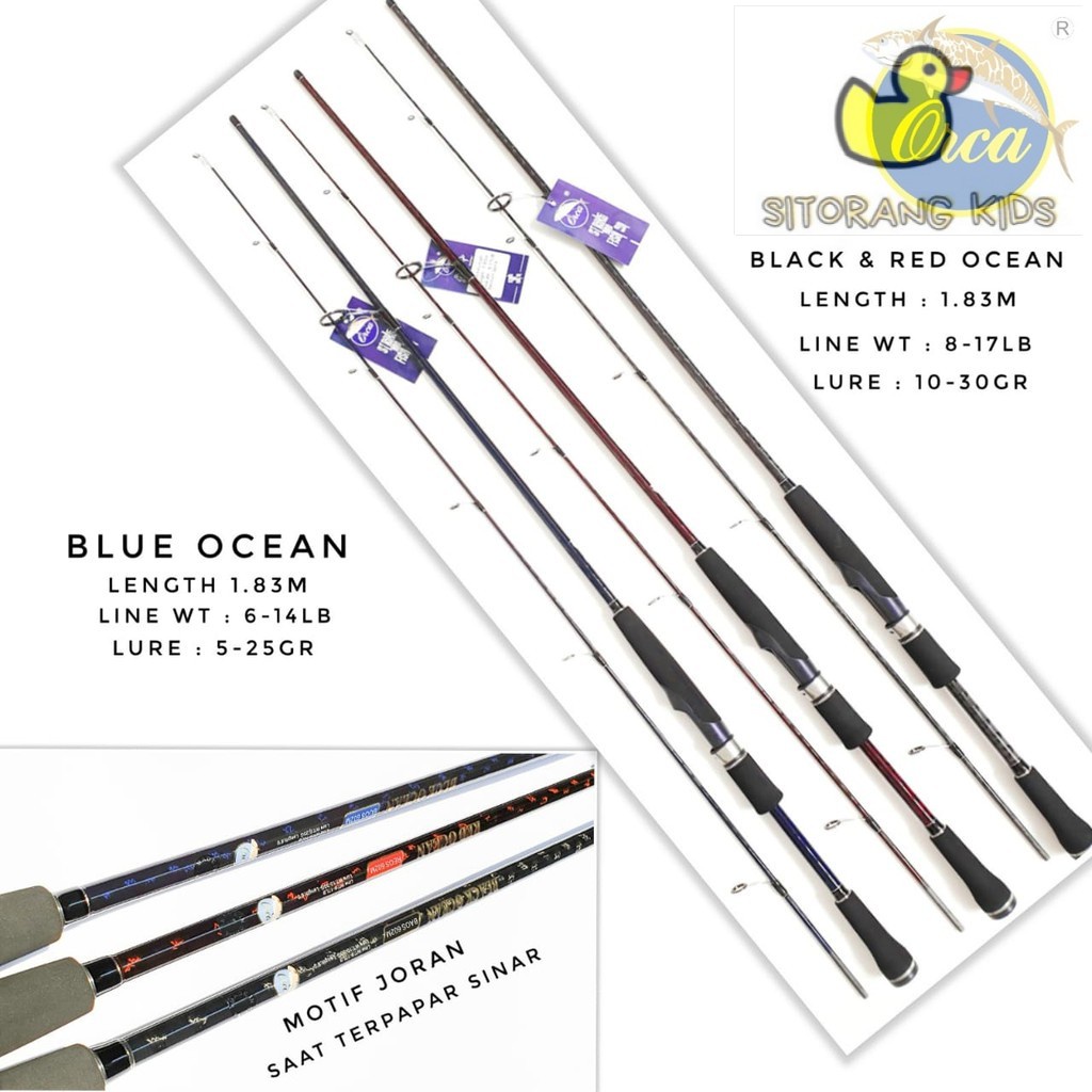 [Promo] Joran Spinning Orca Blue Ocean 180 210cm  6-14lb Bahan Carbon Model X Wrapping