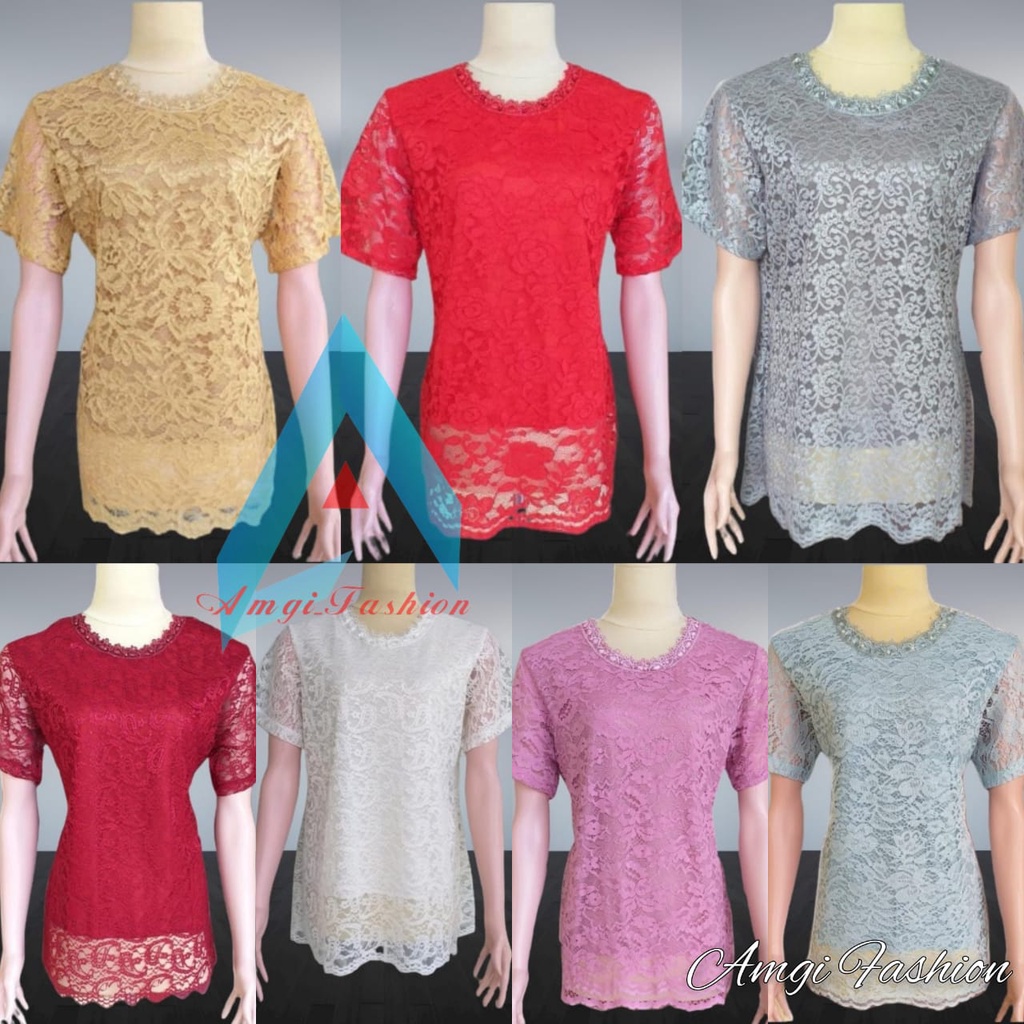 Atasan Brokat Lengan Pendek | Brokat Blouse | Kebaya Modern Terbaru | Pakaian Wanita
