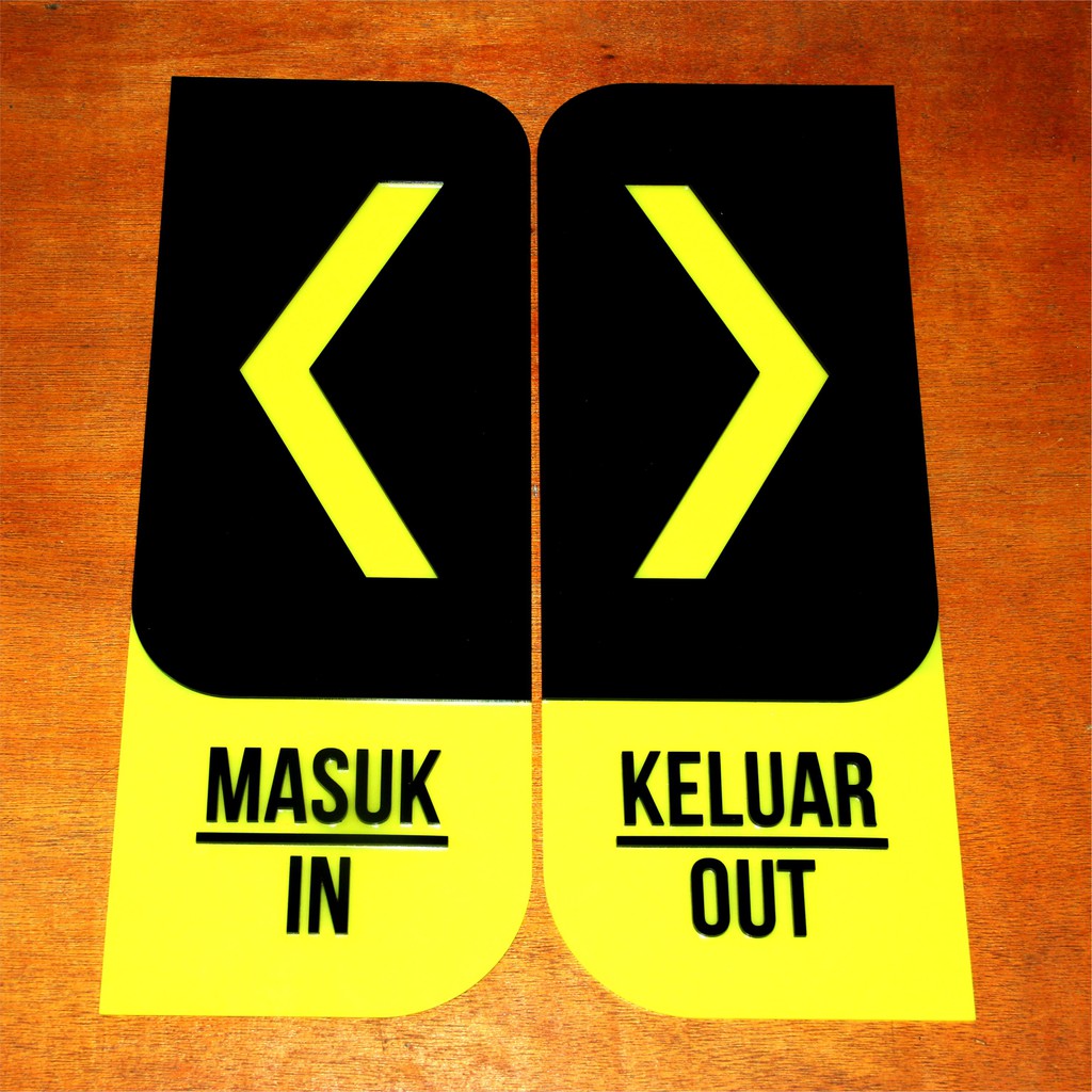 Papan Tanda Sign Akrilik In &amp; Out