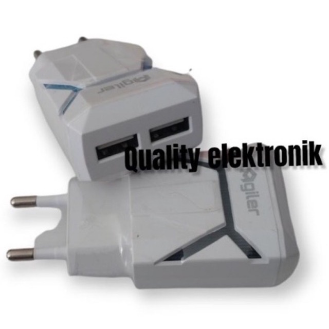 ADAPTOR CHARGER 2.1A 2 PORT USB KEPALA CHARGER AGILER