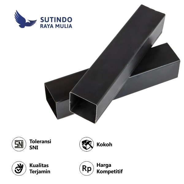 Pipa Kotak Besi Hitam 40x20MM x 1.5MM x 6M - Sutindo Store